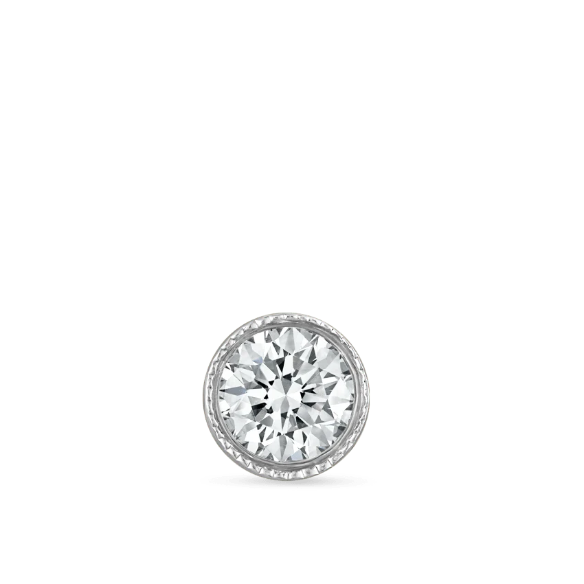 Scalloped Set Diamond Threaded Stud Earring - Image 17