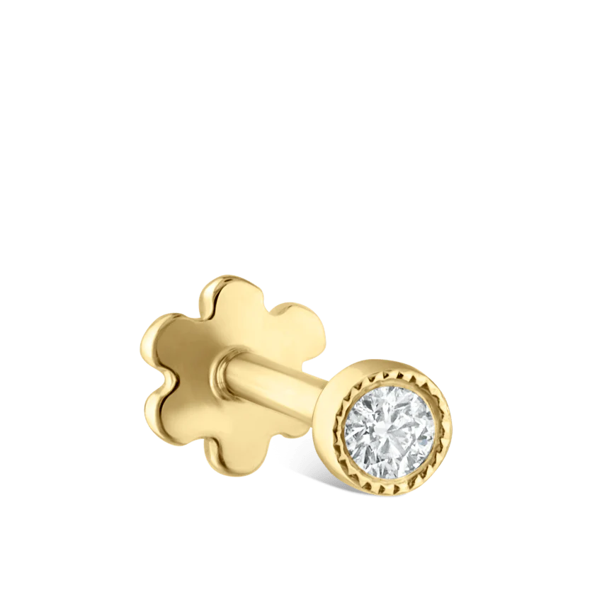 Scalloped Set Diamond Threaded Stud Earring - Image 21