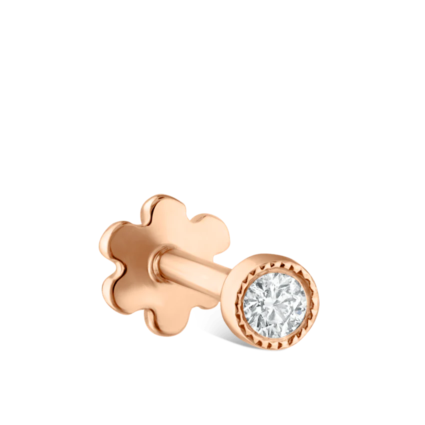 Scalloped Set Diamond Threaded Stud Earring - Image 38