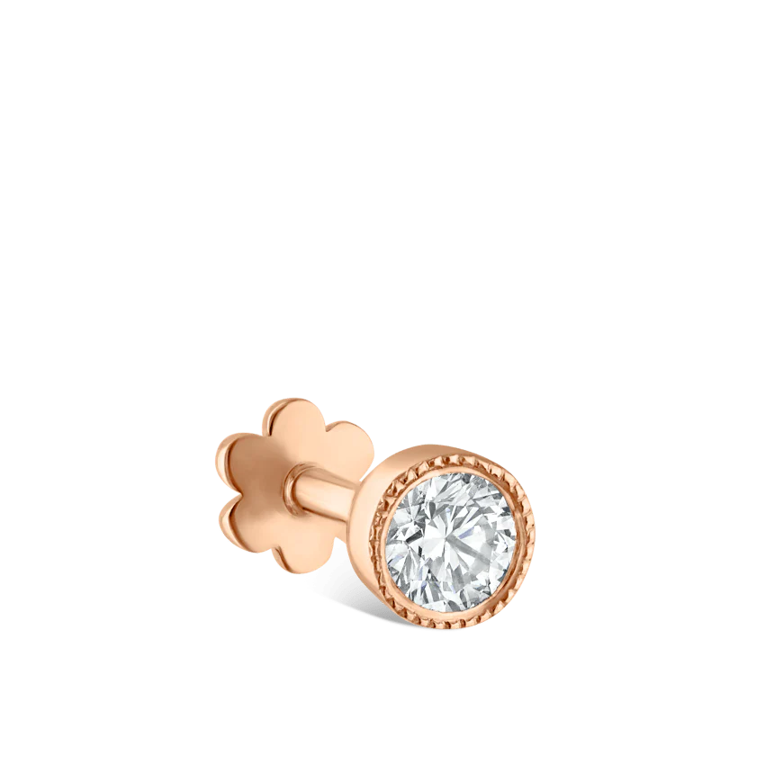 Scalloped Set Diamond Threaded Stud Earring - Image 43