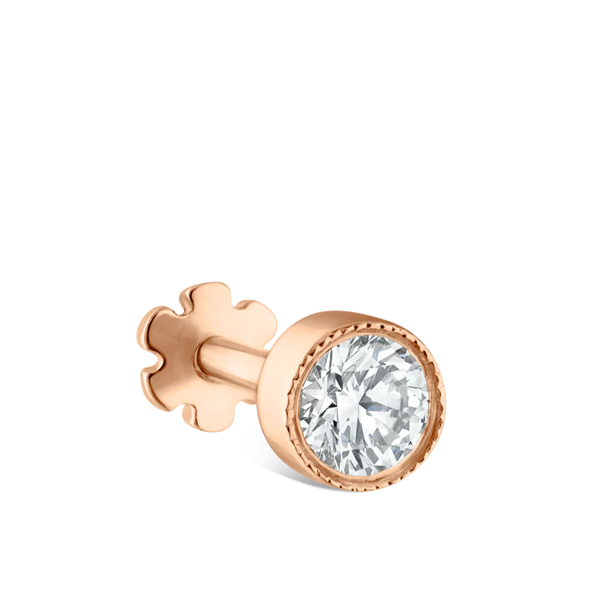 Scalloped Set Diamond Threaded Stud Earring - Image 50