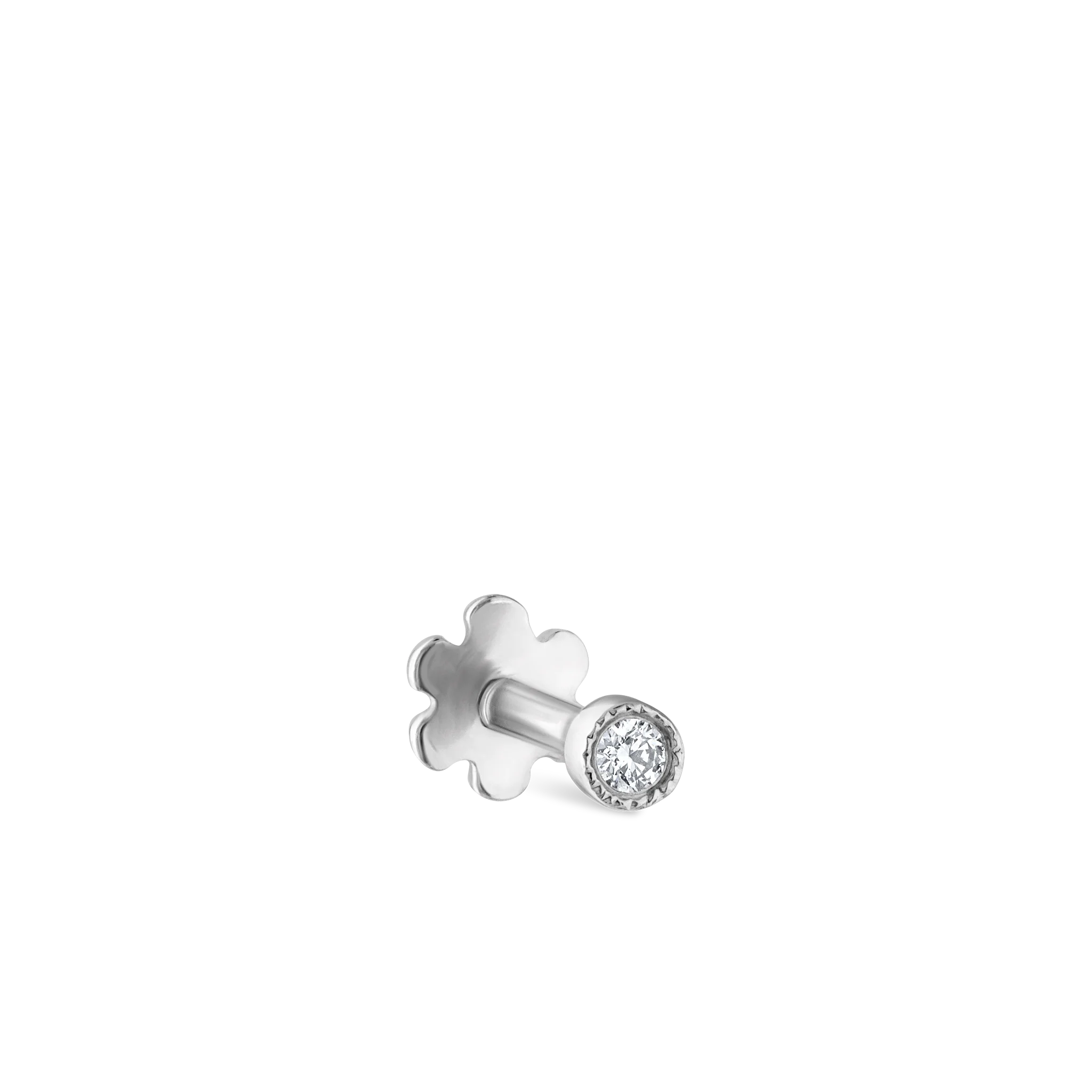 Scalloped Set Diamond Threaded Stud Earring - Image 55