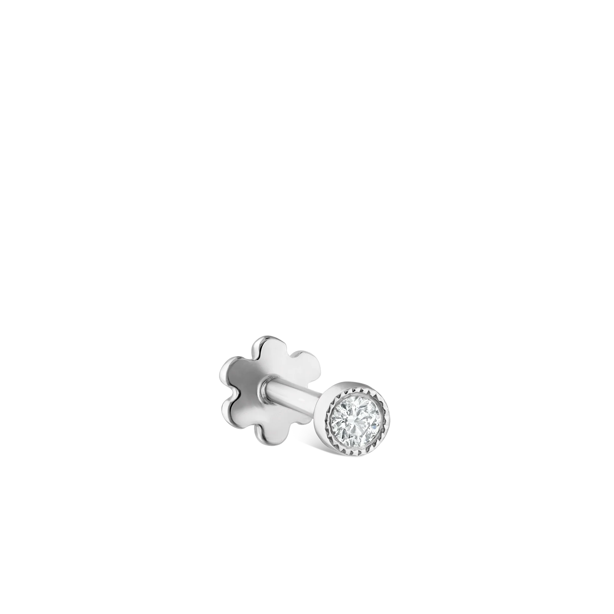 Scalloped Set Diamond Threaded Stud Earring - Image 56