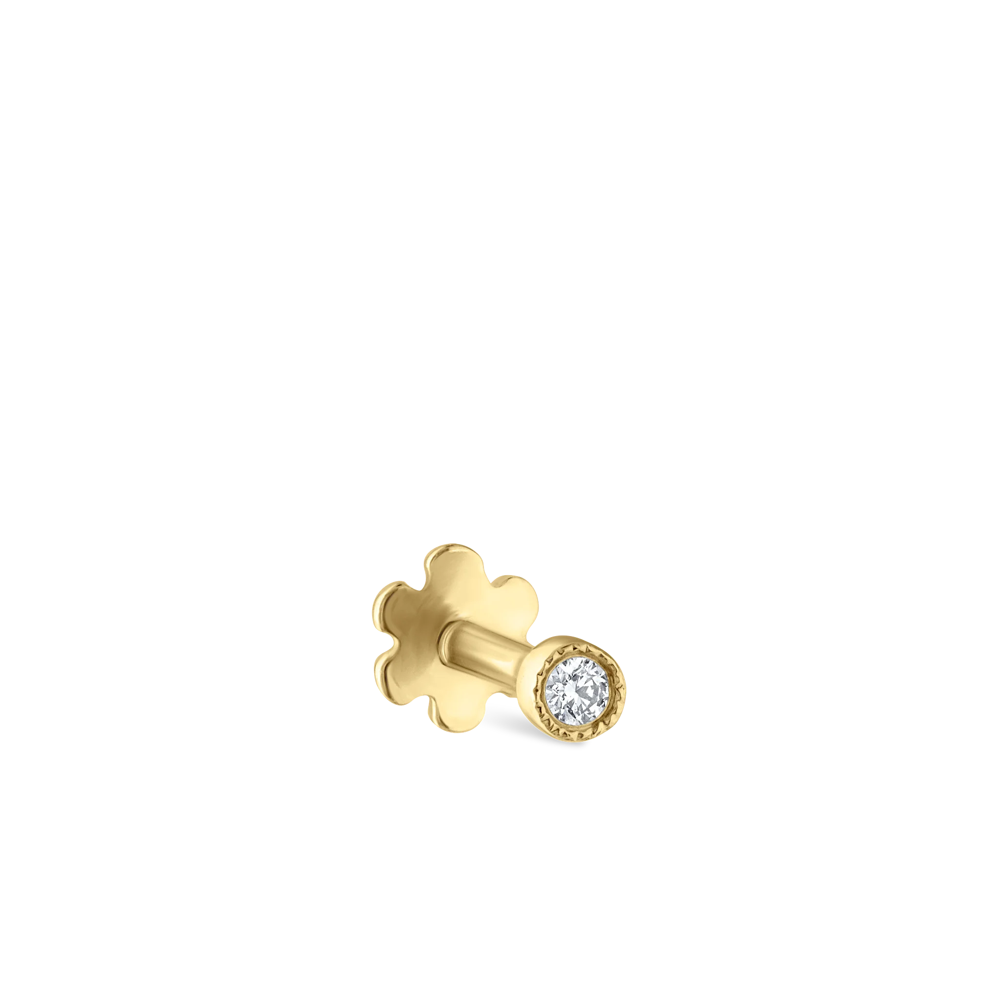 Scalloped Set Diamond Threaded Stud Earring - Image 57