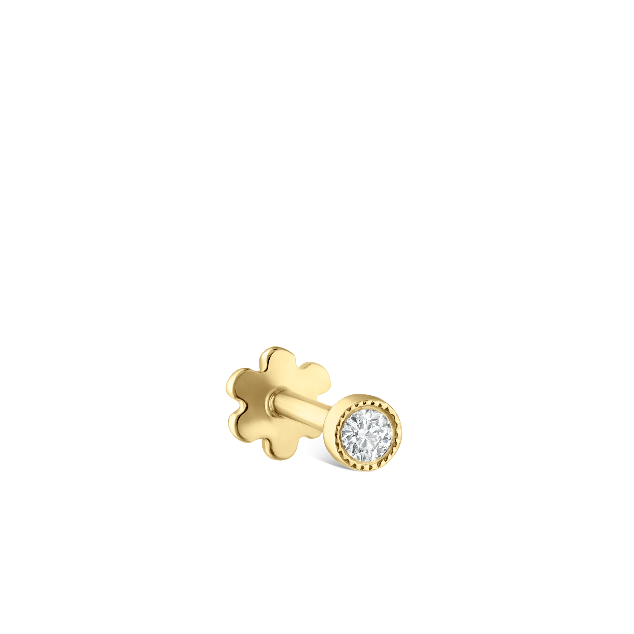 Scalloped Set Diamond Threaded Stud Earring - Image 58