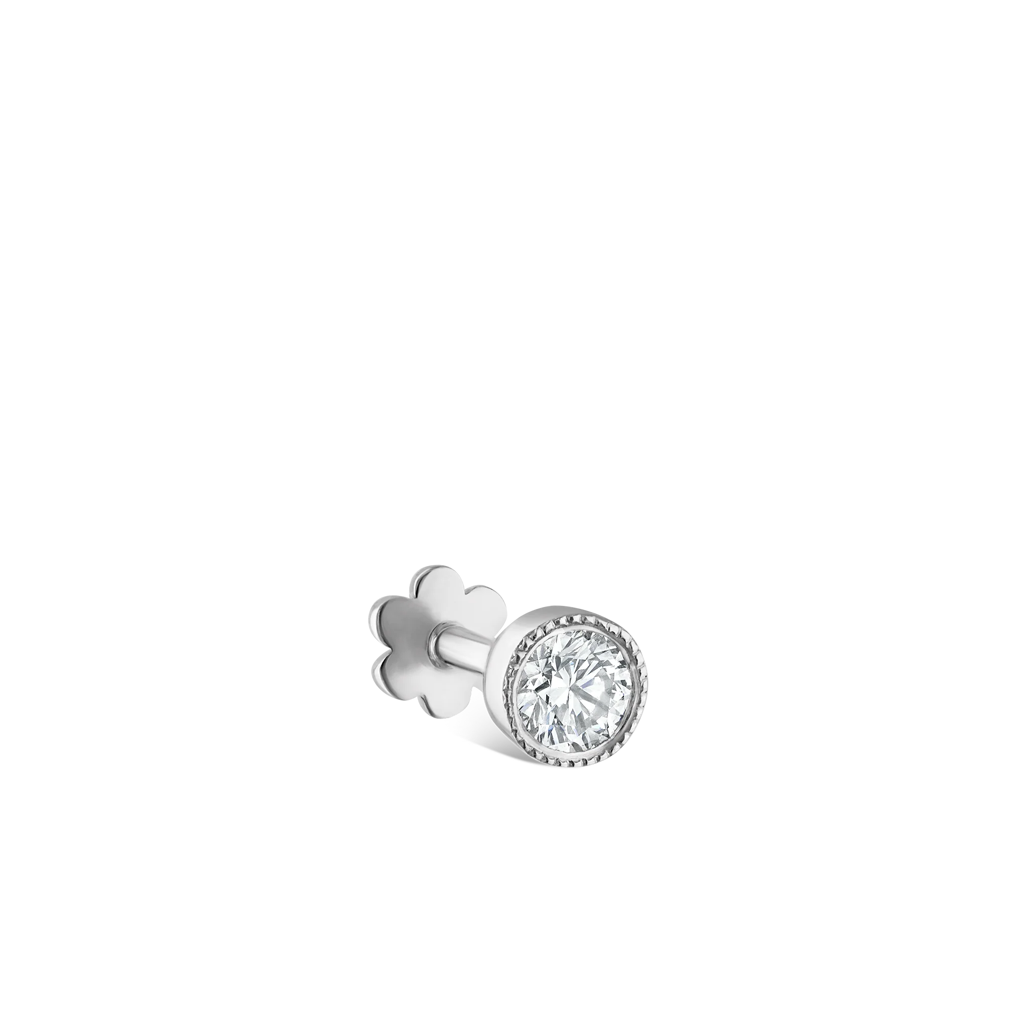 Scalloped Set Diamond Threaded Stud Earring - Image 60