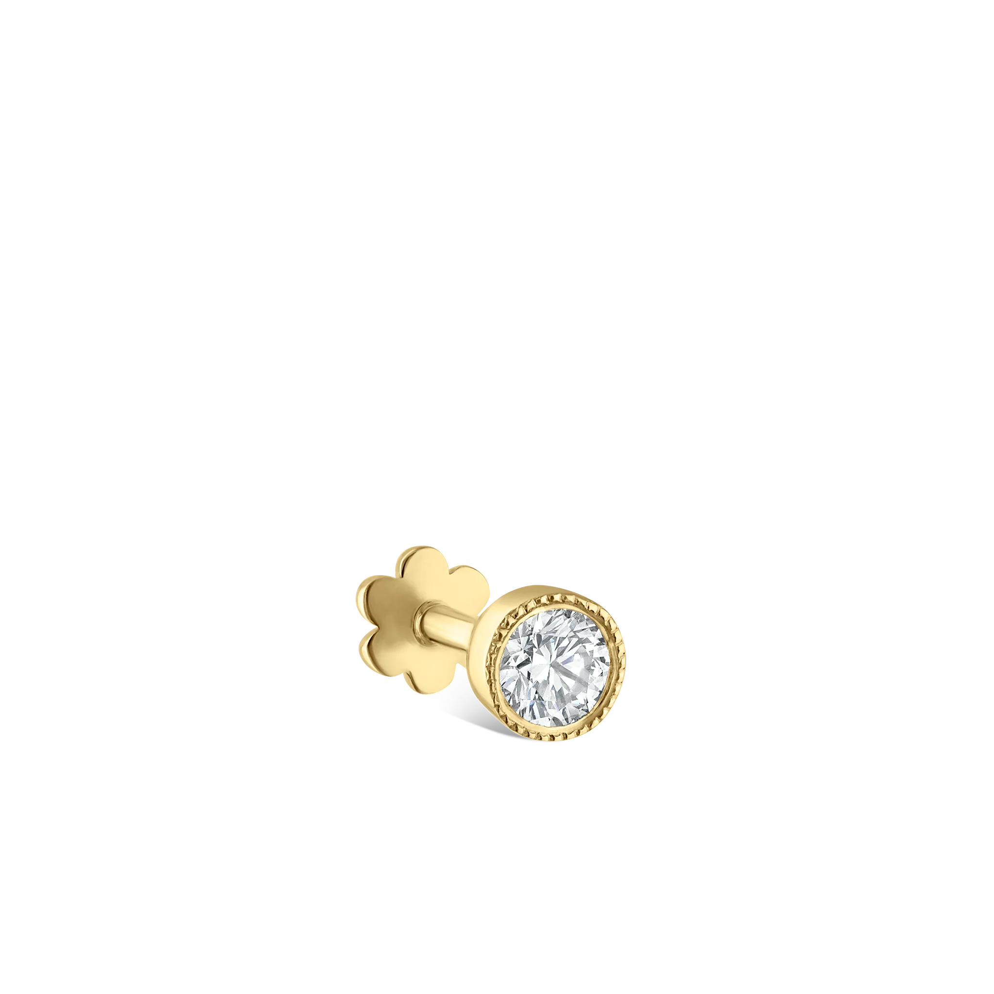 Scalloped Set Diamond Threaded Stud Earring - Image 61