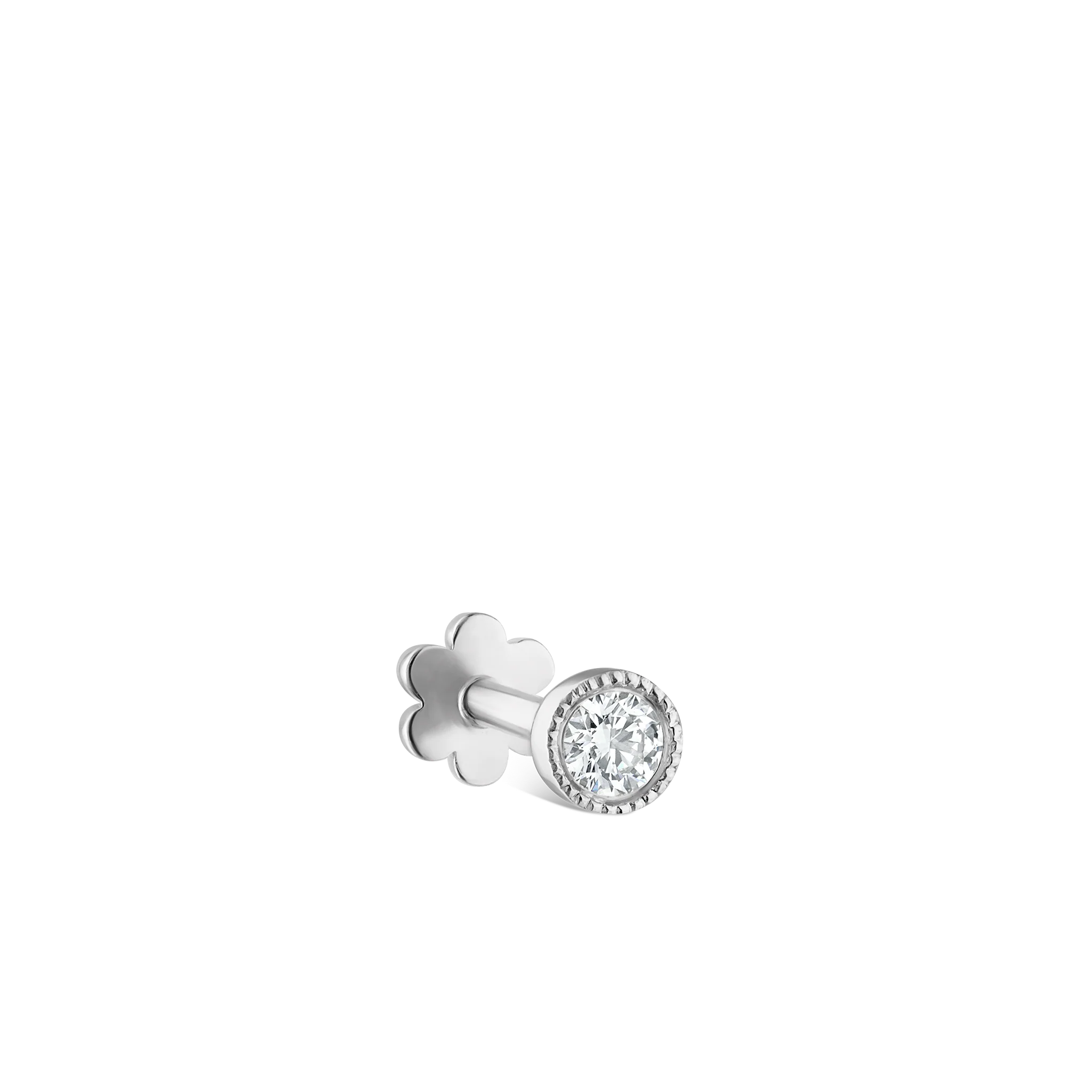 Scalloped Set Diamond Threaded Stud Earring - Image 63