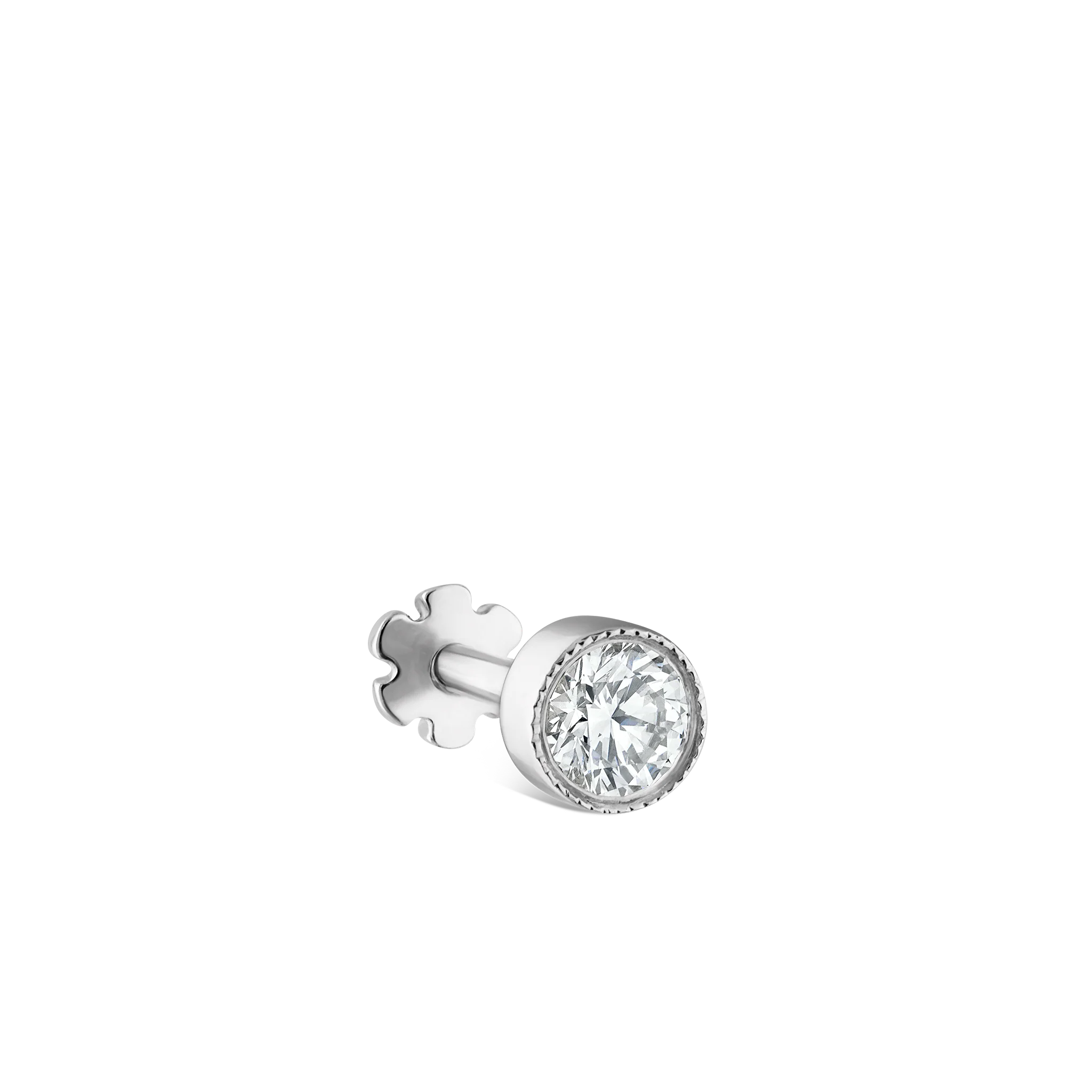 Scalloped Set Diamond Threaded Stud Earring - Image 66