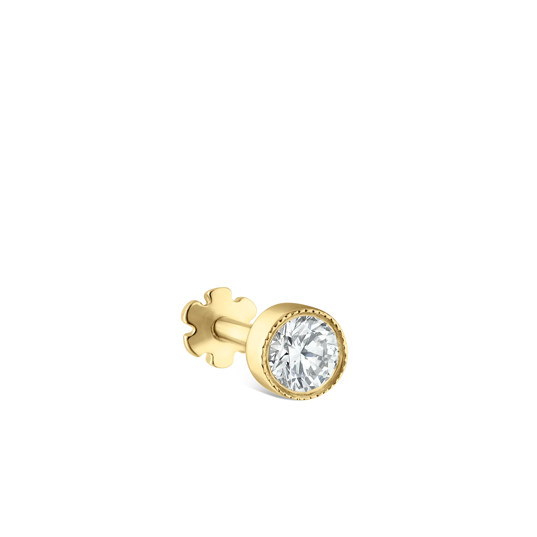 Scalloped Set Diamond Threaded Stud Earring - Image 67