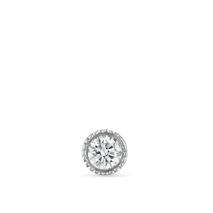 Scalloped Set Diamond Threaded Stud Earring - Image 7