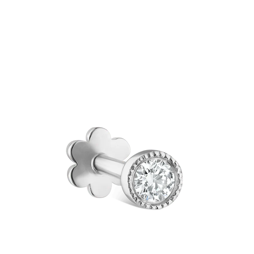 Scalloped Set Diamond Threaded Stud Earring With Titanium Backing - Image 13