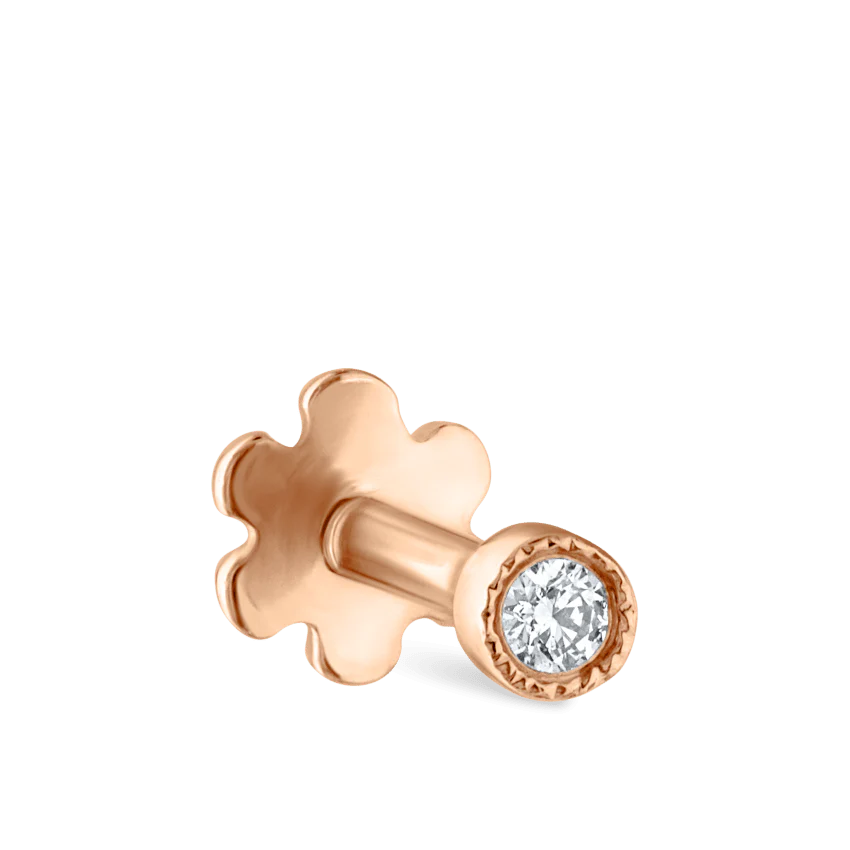Scalloped Set Diamond Threaded Stud Earring With Titanium Backing - Image 36