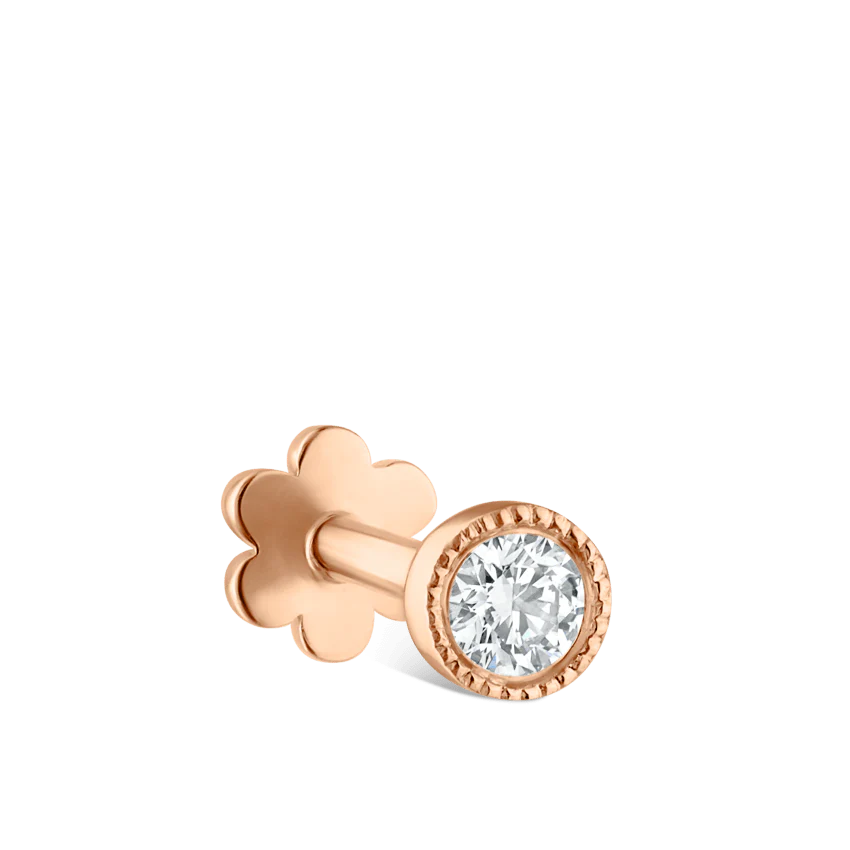 Scalloped Set Diamond Threaded Stud Earring With Titanium Backing - Image 47