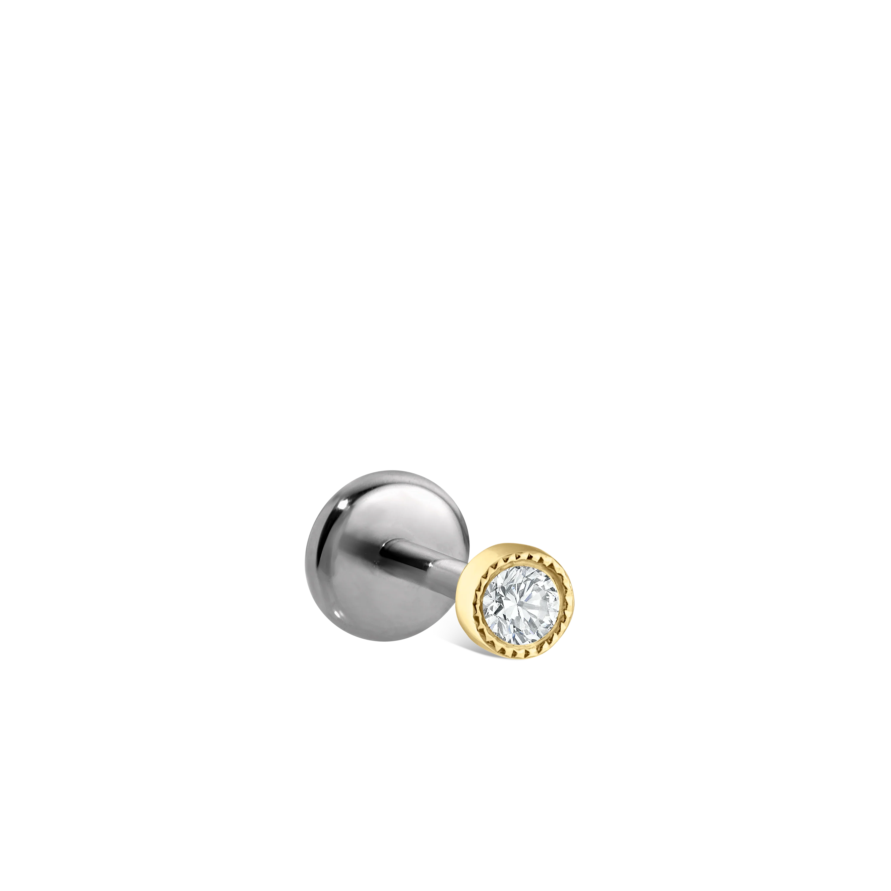 Scalloped Set Diamond Threaded Stud Earring With Titanium Backing - Image 54