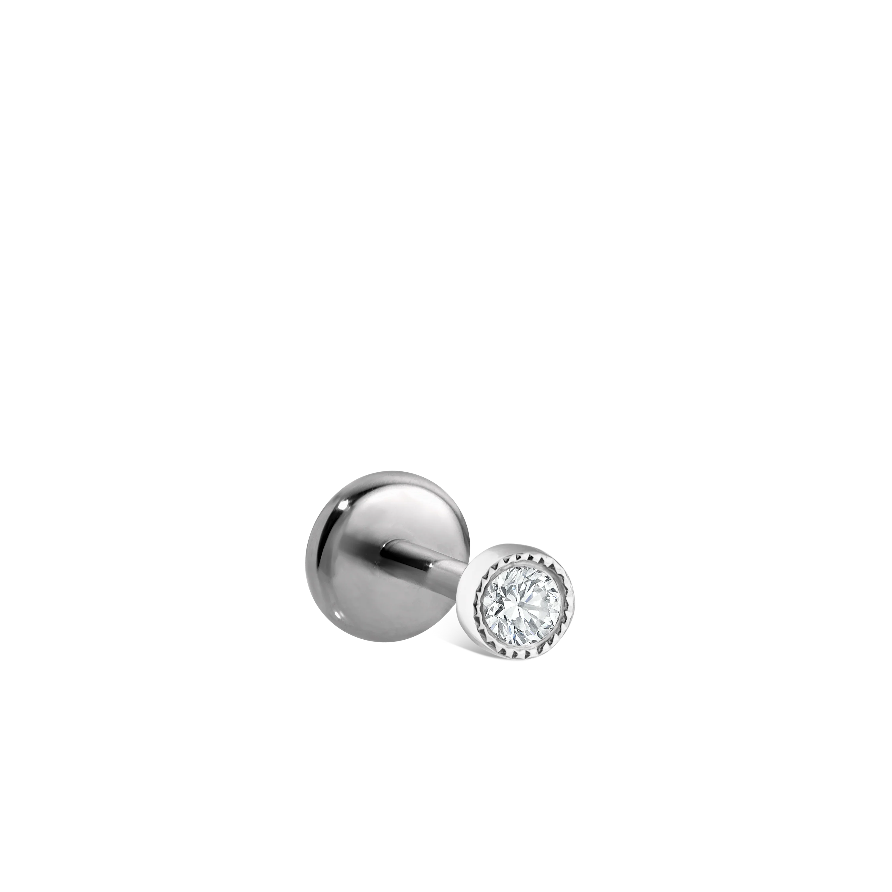 Scalloped Set Diamond Threaded Stud Earring With Titanium Backing - Image 59