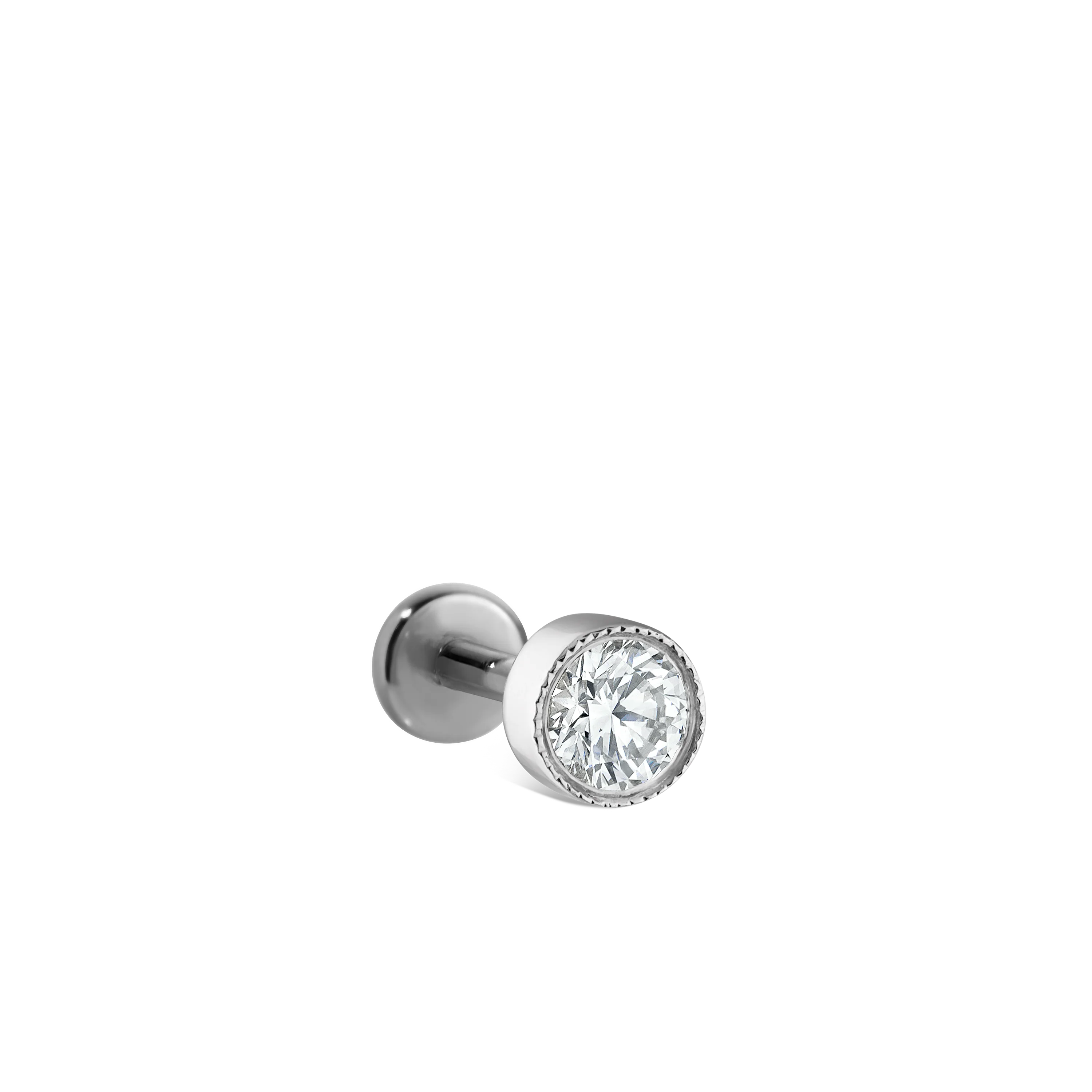 Scalloped Set Diamond Threaded Stud Earring With Titanium Backing - Image 62