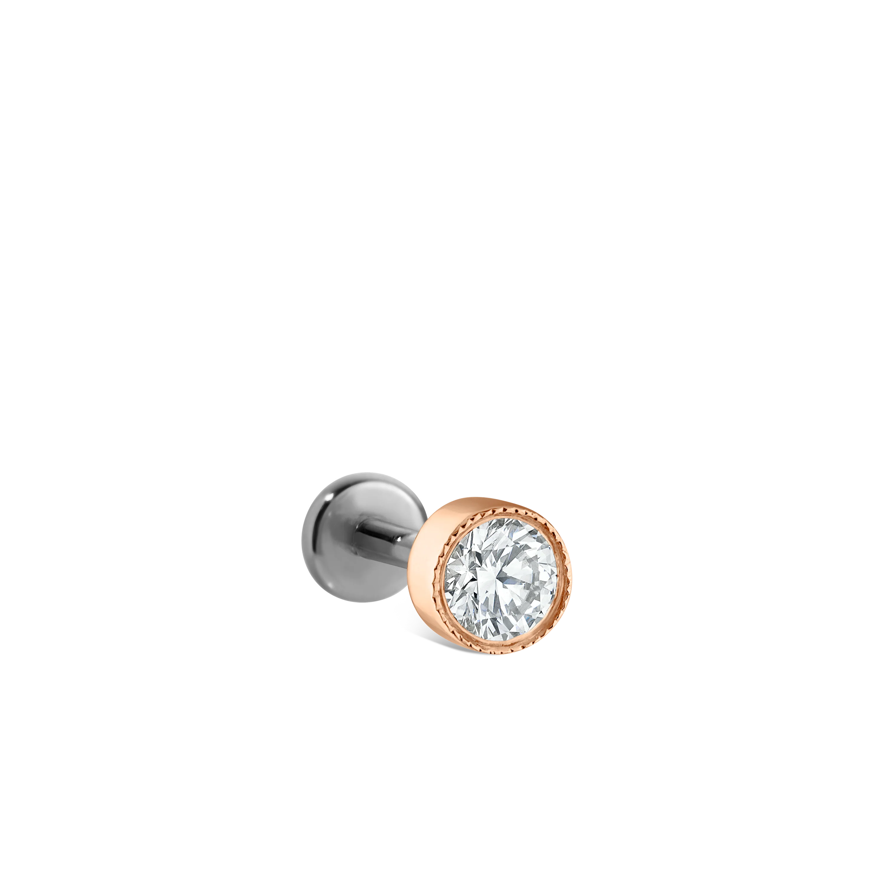 Scalloped Set Diamond Threaded Stud Earring With Titanium Backing - Image 67
