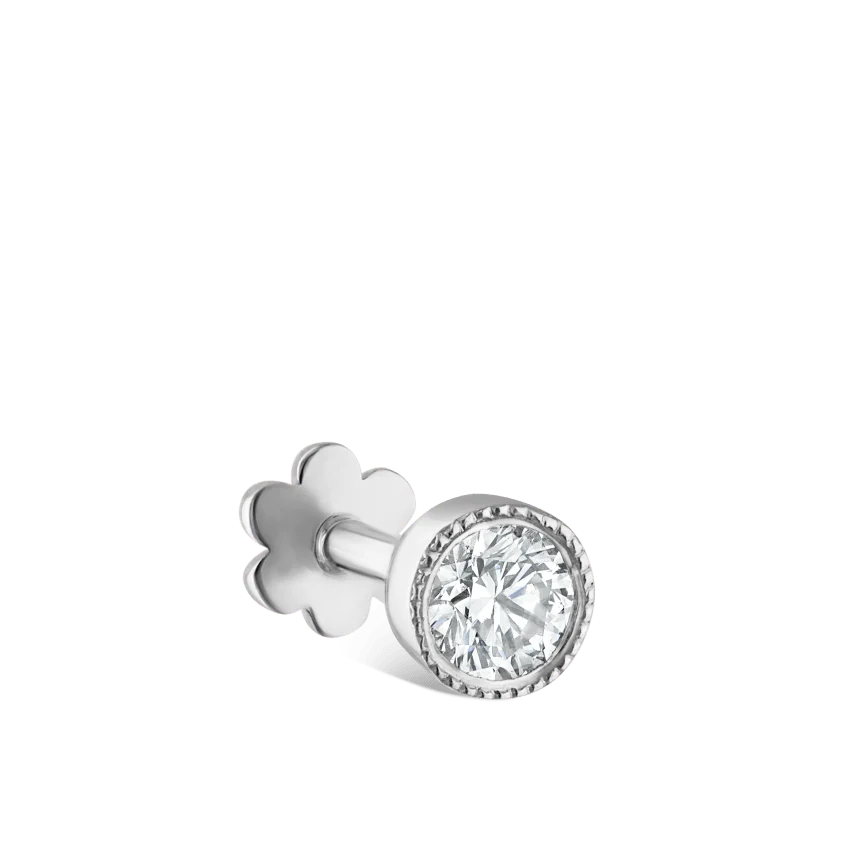 Scalloped Set Diamond Threaded Stud Earring With Titanium Backing - Image 9