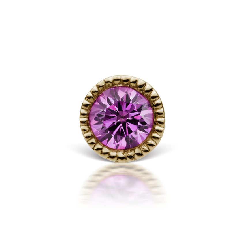 Scalloped Set Rose Purple Diamond Threaded Stud Earring With Titanium Backing - Image 11