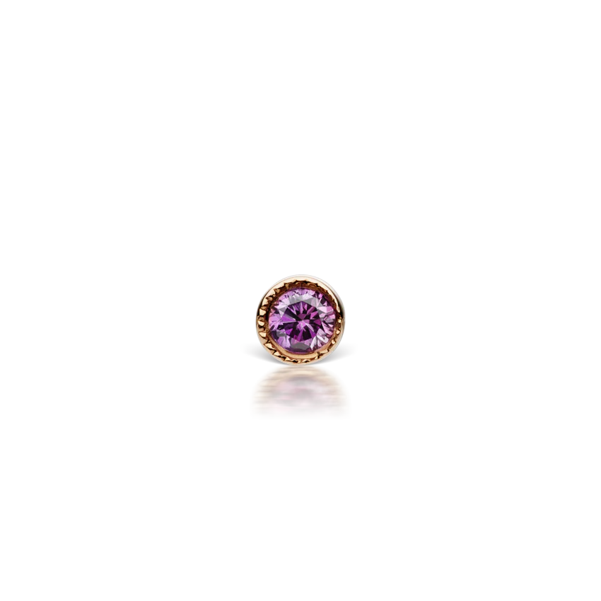 Scalloped Set Rose Purple Diamond Threaded Stud Earring With Titanium Backing - Image 13