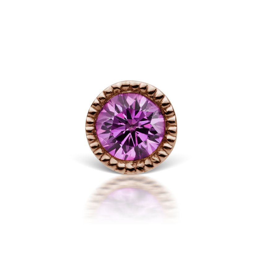 Scalloped Set Rose Purple Diamond Threaded Stud Earring With Titanium Backing - Image 18