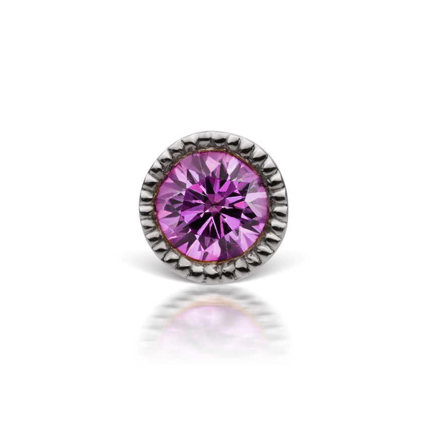 Scalloped Set Rose Purple Diamond Threaded Stud Earring With Titanium Backing - Image 8
