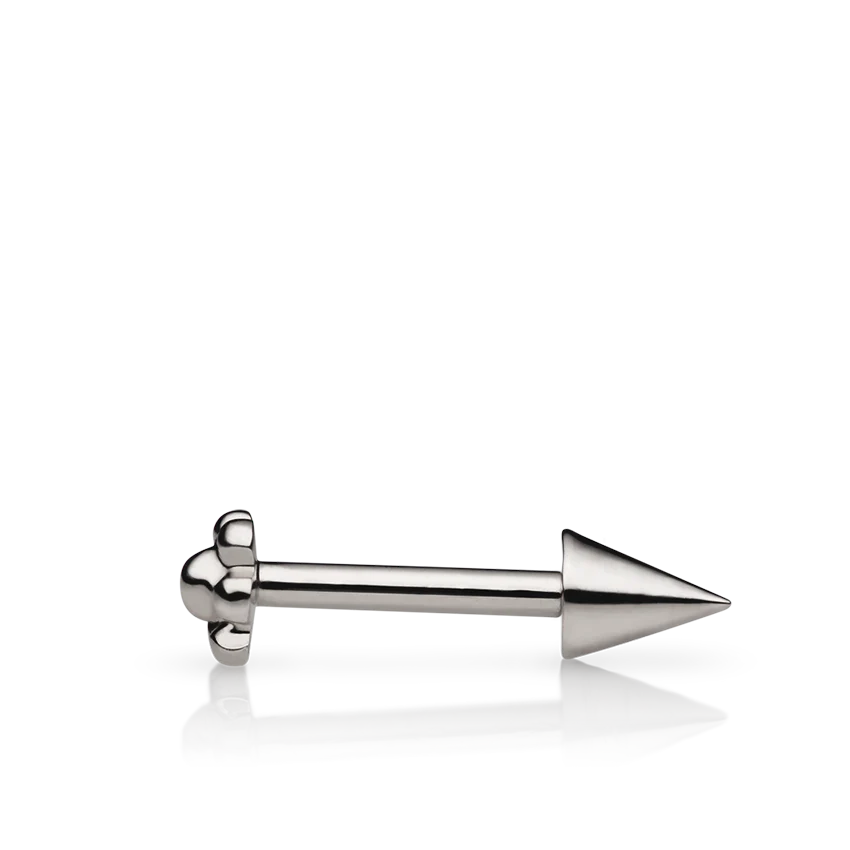 Short Spike Threaded Stud Earring With Titanium Backing
