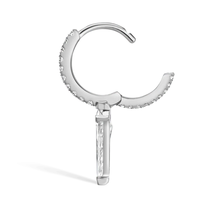 Silhouette Diamond Long Spike Eternity Hoop Earring - Image 11