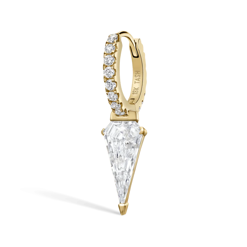 Silhouette Diamond Long Spike Eternity Hoop Earring - Image 14