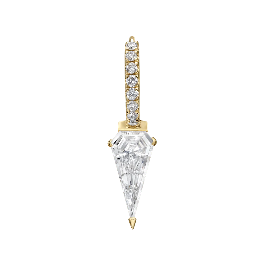 Silhouette Diamond Long Spike Eternity Hoop Earring - Image 17
