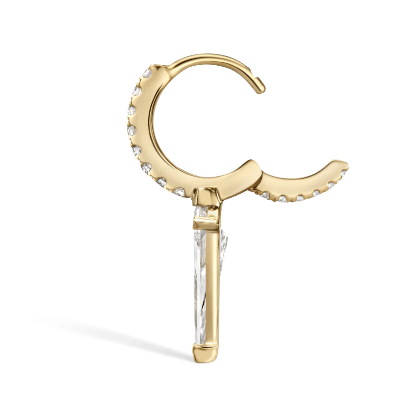 Silhouette Diamond Long Spike Eternity Hoop Earring - Image 18