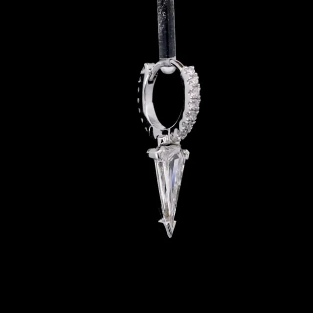 Silhouette Diamond Long Spike Eternity Hoop Earring - Image 19