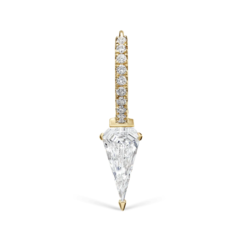 Silhouette Diamond Long Spike Eternity Hoop Earring - Image 22