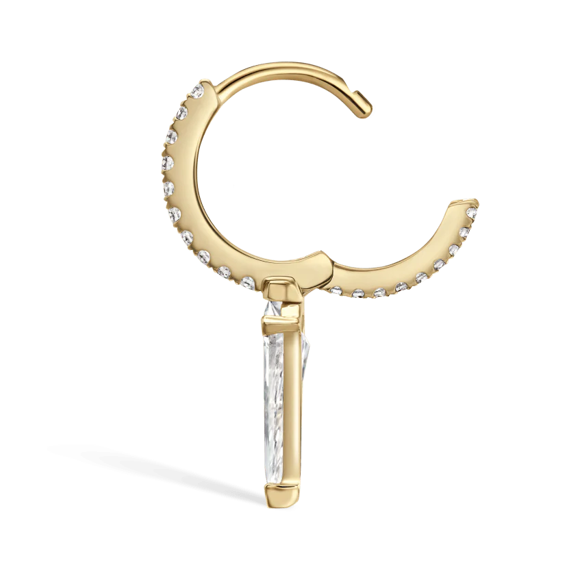 Silhouette Diamond Long Spike Eternity Hoop Earring - Image 23