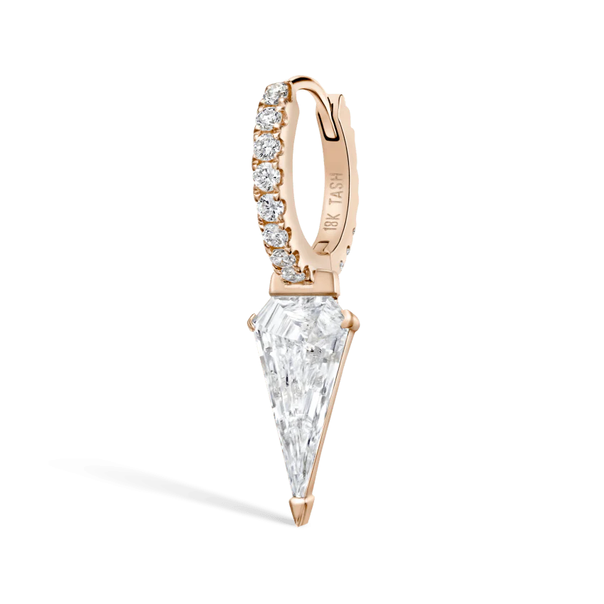 Silhouette Diamond Long Spike Eternity Hoop Earring - Image 26