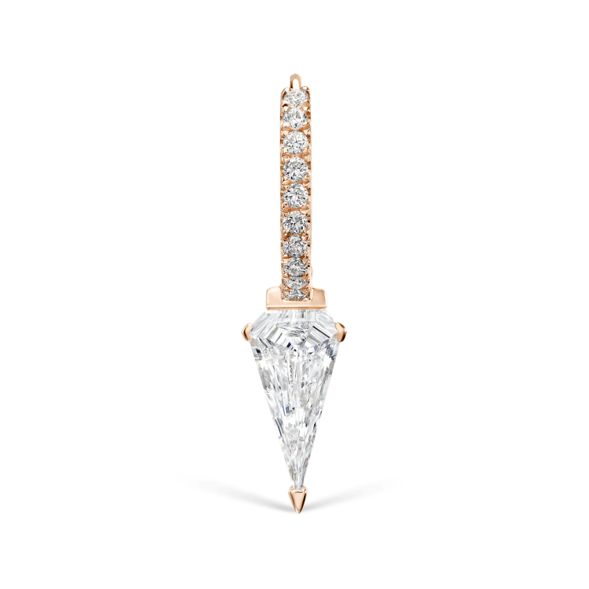 Silhouette Diamond Long Spike Eternity Hoop Earring - Image 33
