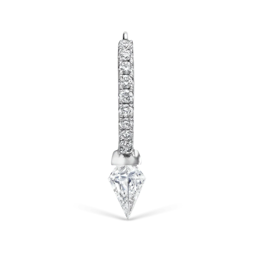 Silhouette Diamond Short Spike Eternity Hoop Earring - Image 12