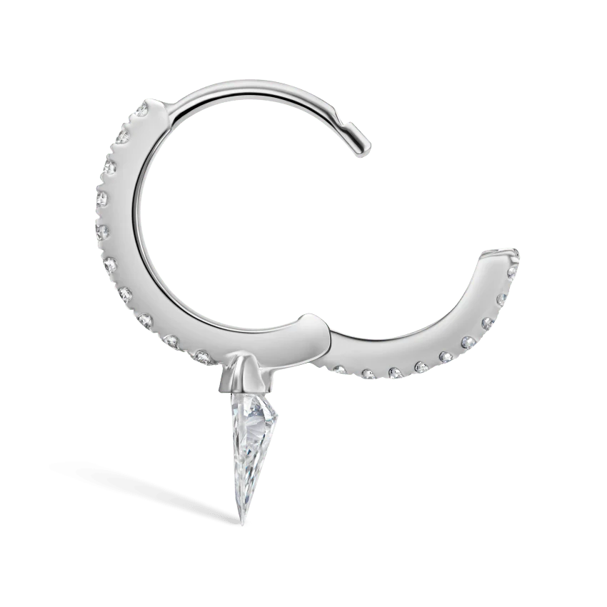 Silhouette Diamond Short Spike Eternity Hoop Earring - Image 13