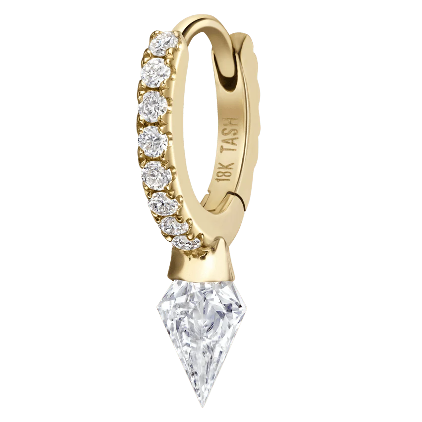 Silhouette Diamond Short Spike Eternity Hoop Earring - Image 16