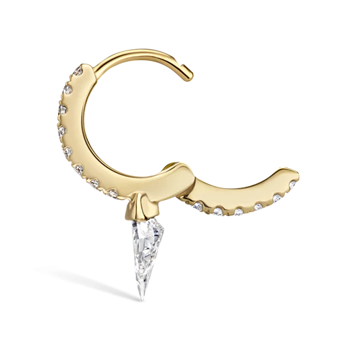 Silhouette Diamond Short Spike Eternity Hoop Earring - Image 18