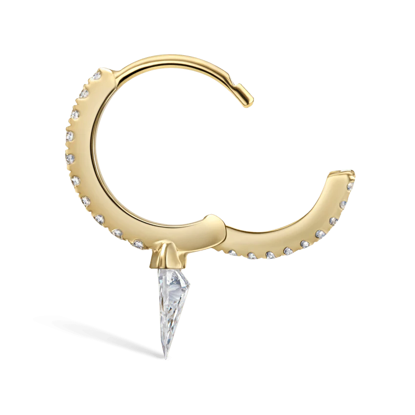 Silhouette Diamond Short Spike Eternity Hoop Earring - Image 27