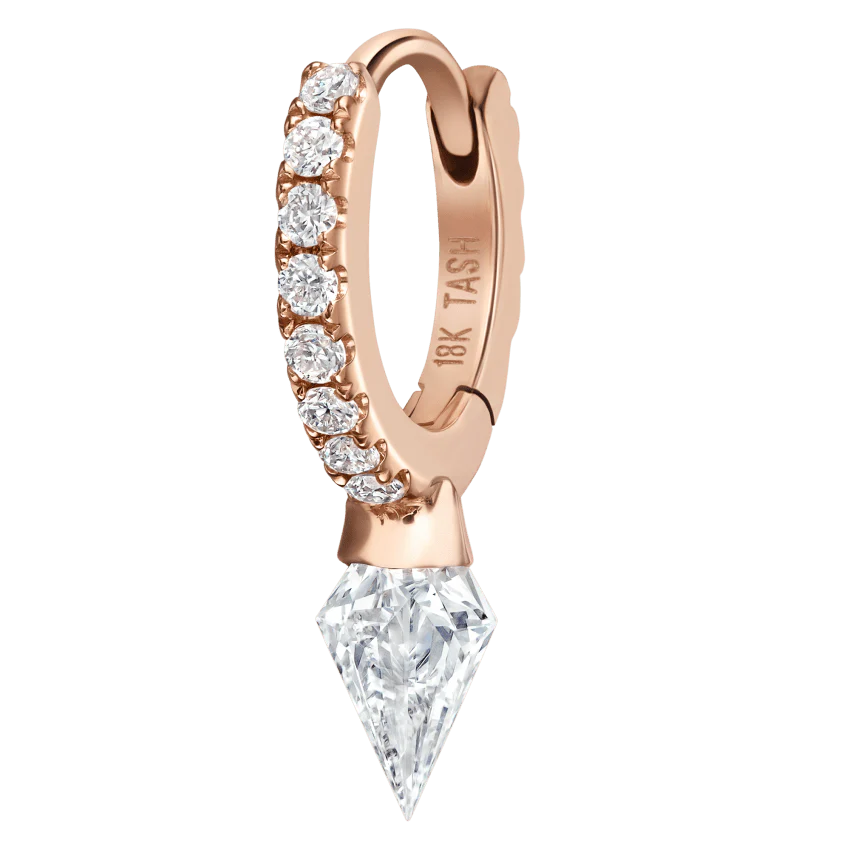 Silhouette Diamond Short Spike Eternity Hoop Earring - Image 29