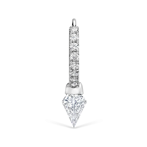 Silhouette Diamond Short Spike Eternity Hoop Earring - Image 3
