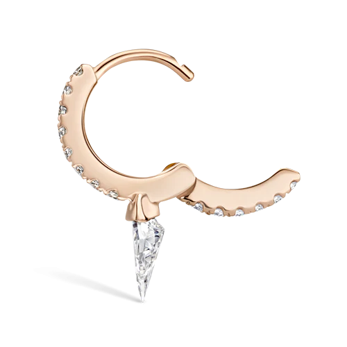 Silhouette Diamond Short Spike Eternity Hoop Earring - Image 31
