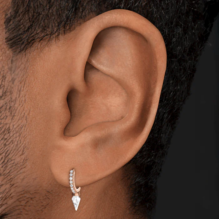 Silhouette Diamond Short Spike Eternity Hoop Earring - Image 33