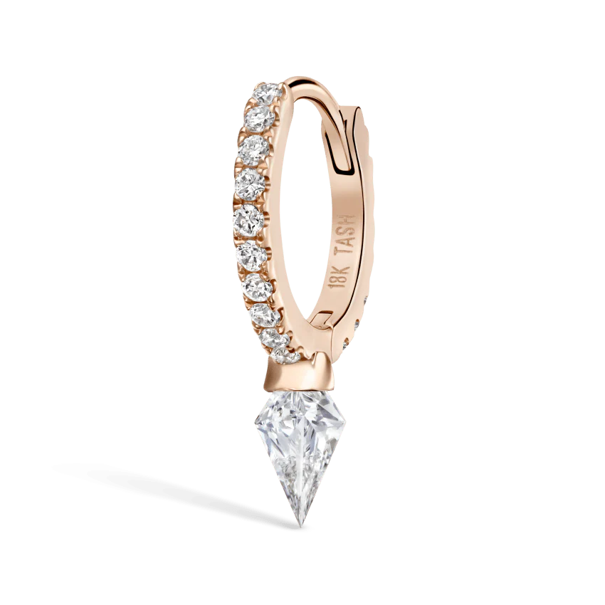 Silhouette Diamond Short Spike Eternity Hoop Earring - Image 34