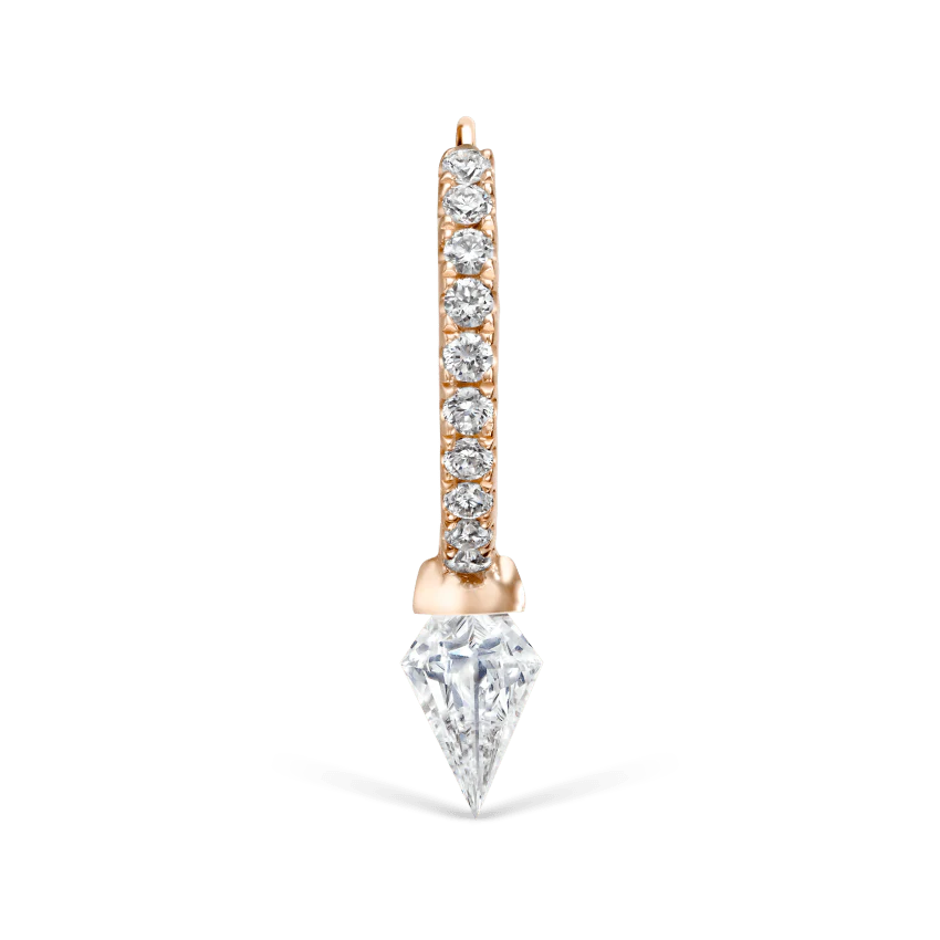 Silhouette Diamond Short Spike Eternity Hoop Earring - Image 38
