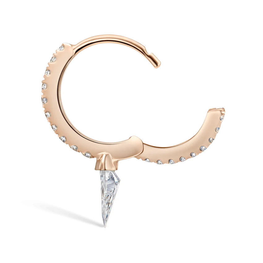Silhouette Diamond Short Spike Eternity Hoop Earring - Image 39