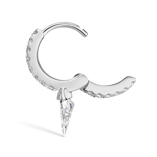 Silhouette Diamond Short Spike Eternity Hoop Earring - Image 4